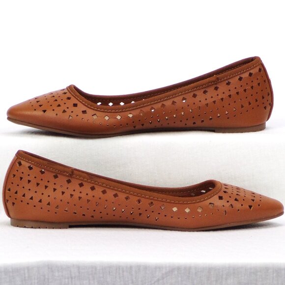 FOREVER 21 size 5.5 light-cognac almond-toe ballet flats all synthetic materials - Picture 4 of 16